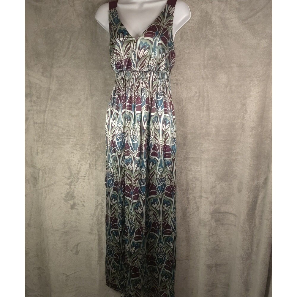 Vintage Y2K Oleg Cassini Maxi Babydoll Dress Sz 10 Peacock Silk Fairy Whimsical